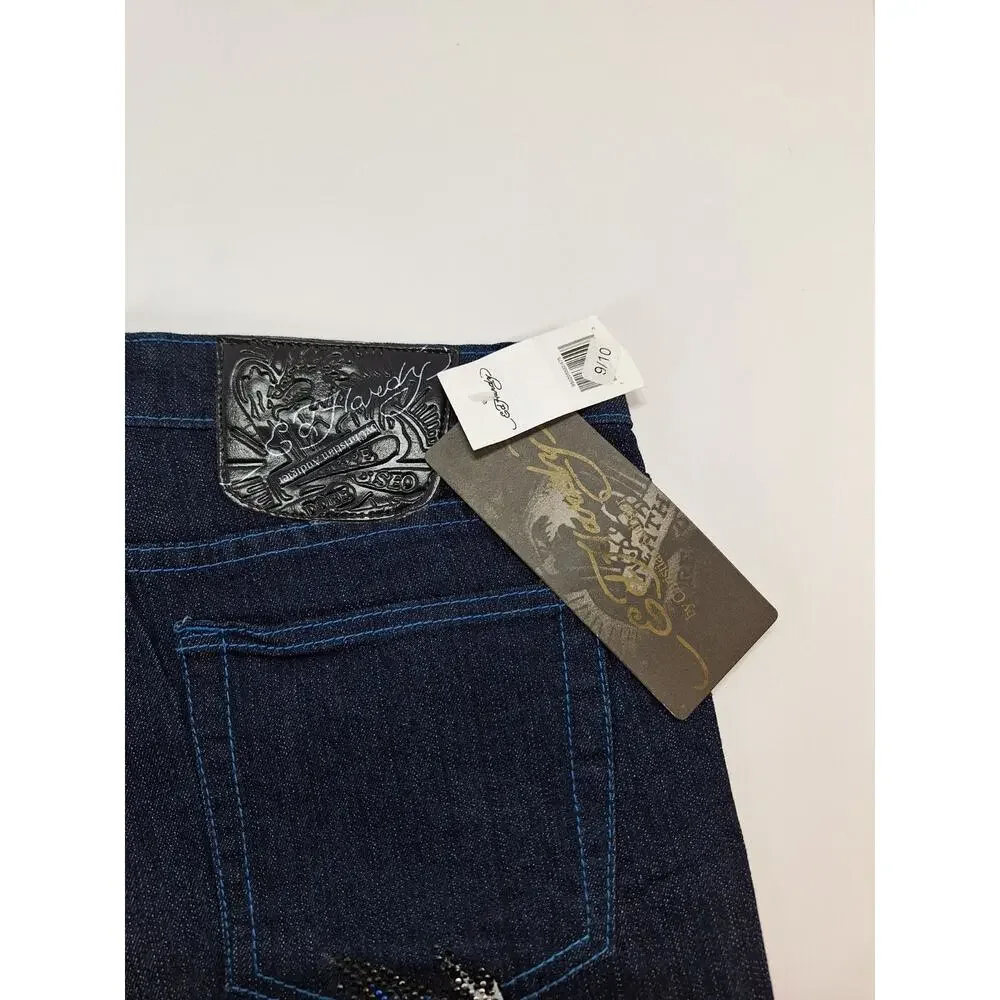 Vintage Y2K Ed Hardy Jeans Studded Embroidered Japanese Dragon Grunge Streetwear
